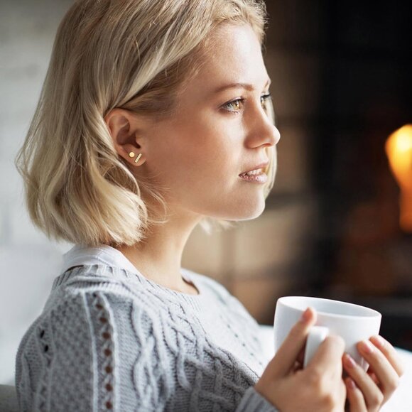 Unisex hypoallergenic surgical steel earrings set with cubic zirconia and opal, - Picture 3 of 9